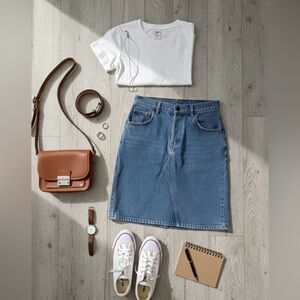 Authentic Y2K Red Square Wear Denim Skirt